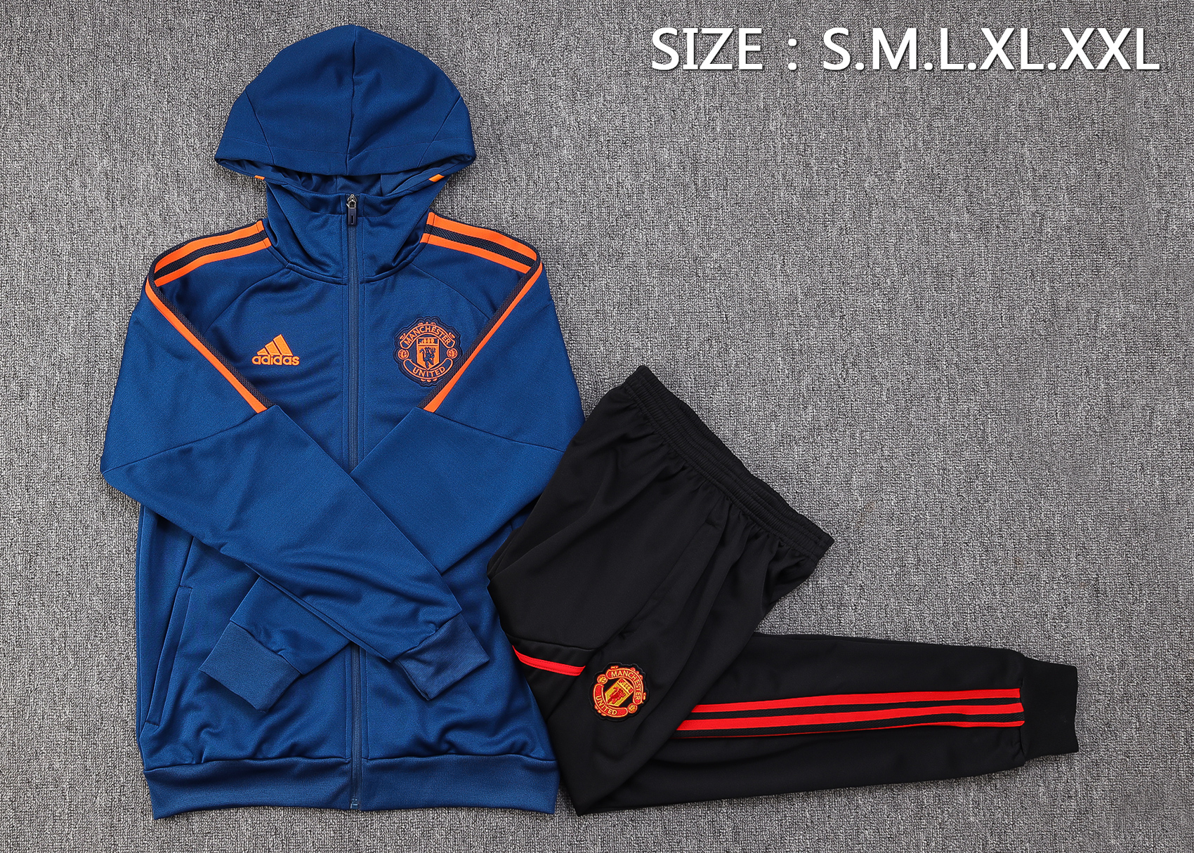 Manchester United 23-24 Hoodie Jacket Training Tracksuit -Blue